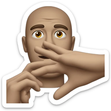 A man points his hand at the eye and pulls it down sticker