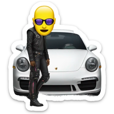 cyber punk next to porshe sticker