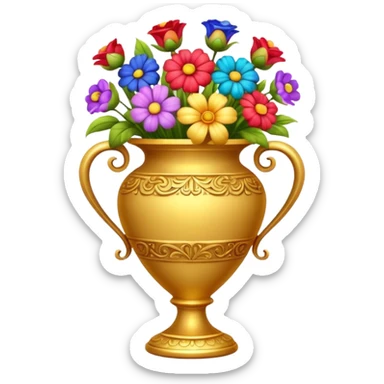 Golden vase with flowers  sticker