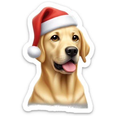 Golden Labrador with a Santa hat on sticker
