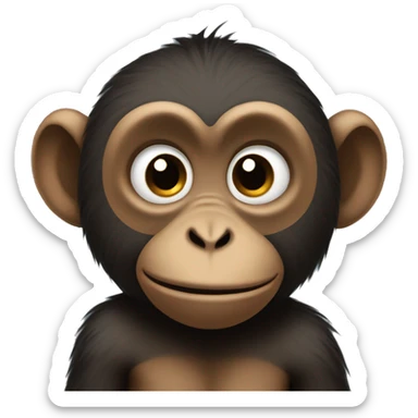 A shy, dark-skinned monkey with eyes full of tears and love. sticker