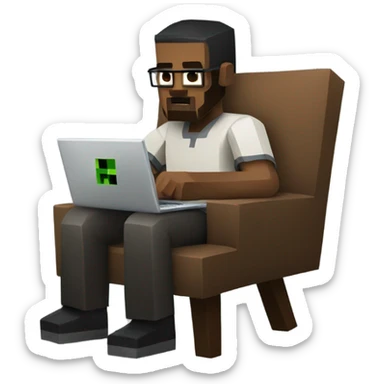 a man who plays minecraft on a laptop sticker