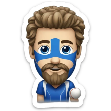 Hockeyeurs barbu habillé de bleu qui cherche la bagarre sticker