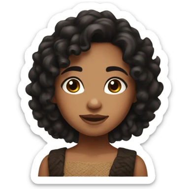Cute brown girl with black short curly hair that looks a bit like moana sticker
