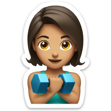 brunette girl lifting weights sticker