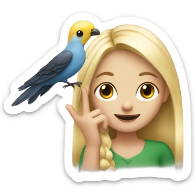 Long blonde haired girl with bird on her finger sticker