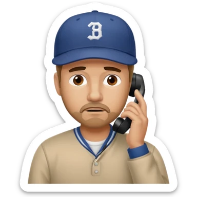 A man on the phone about to make a complaint but dad sticker