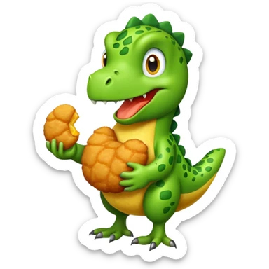Dino holding a chicken nugget  sticker