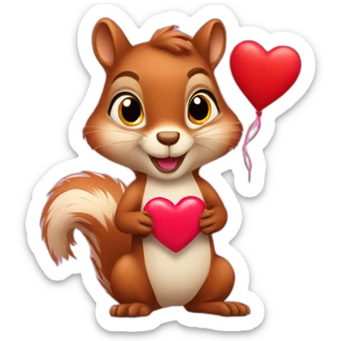 Valentine day squirrel sticker