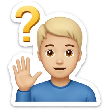 Una persona pensativa, que este feliz con un signo de interrogación arriba de la cabeza sticker