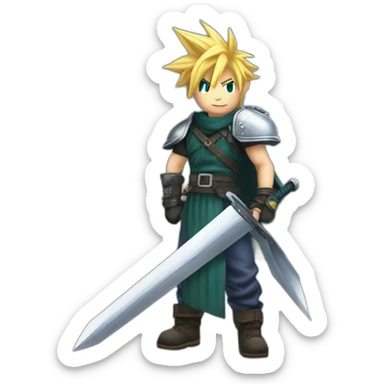 cloud strife with buster sword sticker