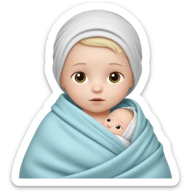 newborn white baby girl in a swaddle sticker
