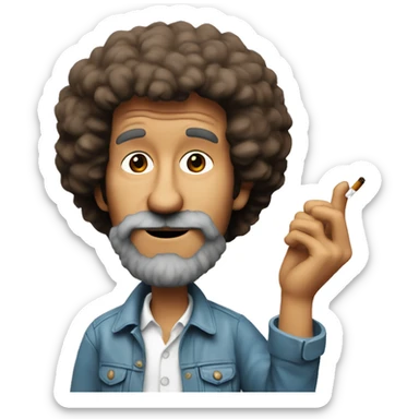 Bob ross with a cigarette  sticker