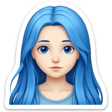 long blue hair girl sticker