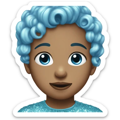 glitter baby blue heart sticker