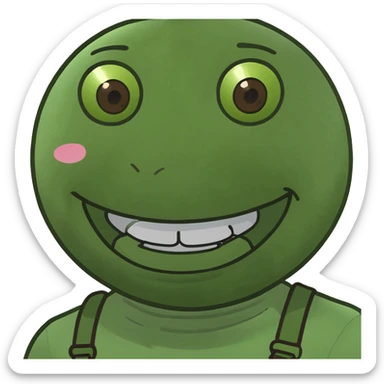 make a brown skin emoji smiling with braces. sticker