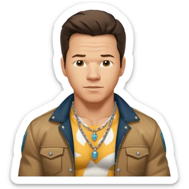 Mark Wahlberg as Marky Mark with shirtless with necklace, jacket sticker