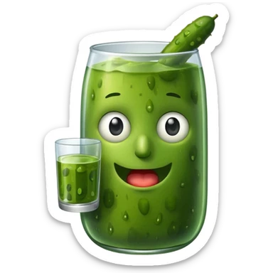 A pickle with glass in his hands sticker