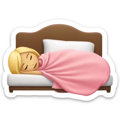blonde girl sleeping on side with pink blanket sticker