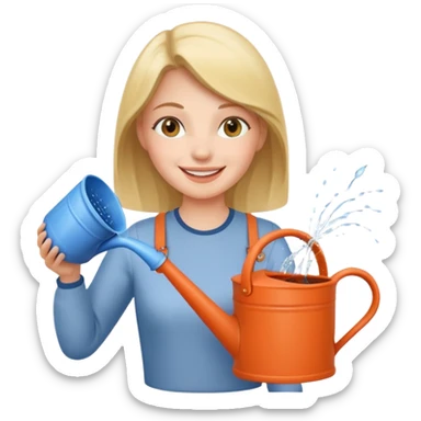 female with watering pot sticker