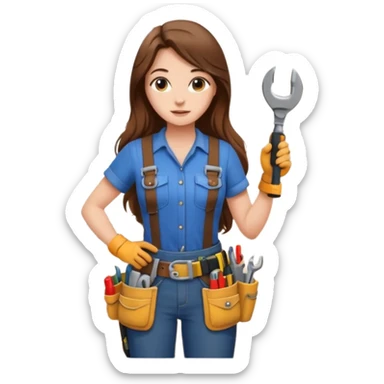 beautiful girl with long brown hair renovating her apartment sticker