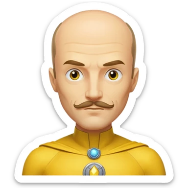 dc sinestro yellow outfit with mustache and balding head sticker