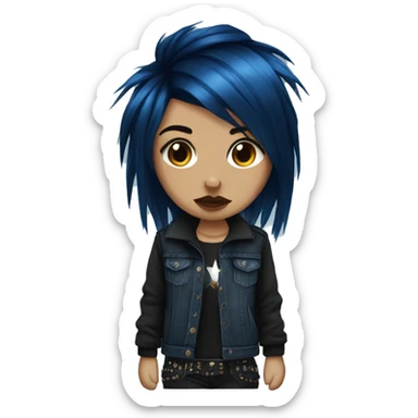 punk rock emo girl brown skin dark blue hair  sticker