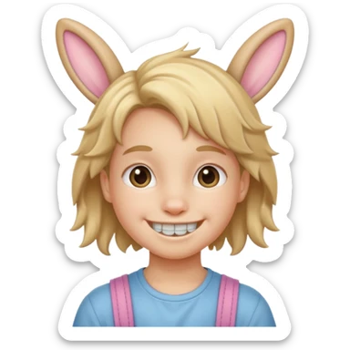 kid with braces bunny haired sticker