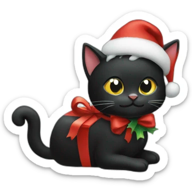 merry christmas black cat sticker