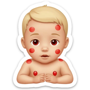 bebe com bolinhas vermelhas pequenas pelo corpo  sticker