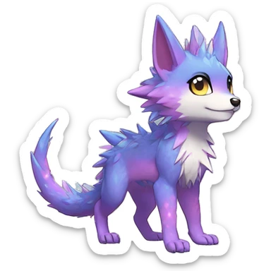 Anthro Scalie Spiky Cool Edgy Magical Shiny Colorful Pastel Sparkle Kemono-style Chibi Fantasy-Animal-Fakémon-Pokémon-Hybrid Fur Sona Aesthetic Full Body sticker