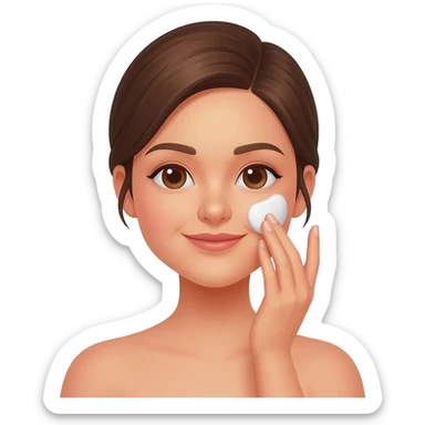Girl applying facial toner to her face sticker