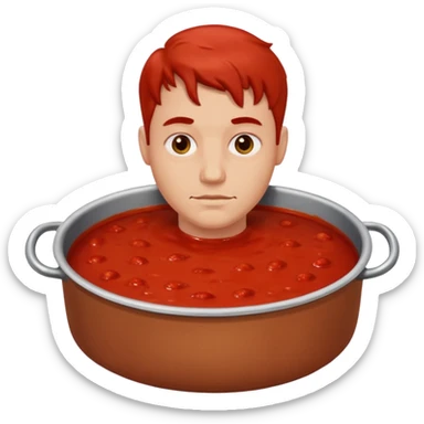 a man lost in a pot of sauce sticker