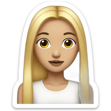 Girl with long straight blond hair and black eyebrows and eyelashes sticker