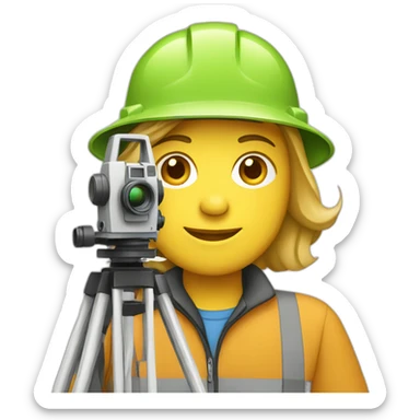 A topographer with a total station sticker