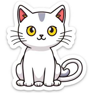 skinny black cat with yellow eyes sticker