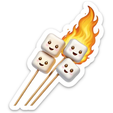 Marshmallows roasted on fire, skewered sticker