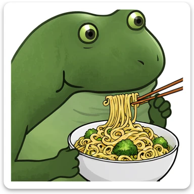 bufo eating noodles sticker