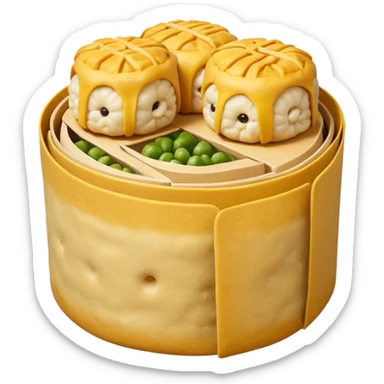 siu mai (a type of dim sum, just 1 white color fish patty wrapped by yellow dough, leaving only the top part unwrapped, shape looks like short cylinder shape) sticker