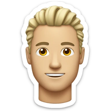 white guy with a man bun undercut with salt and pepper hair sticker