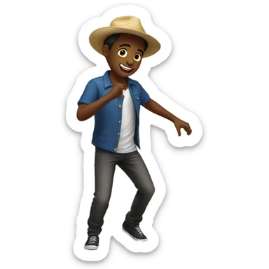 A boy in a panama boy is dancing sticker