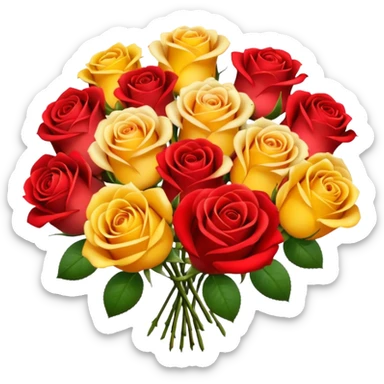 roses with gradient on petal starts yellow and bottom is red make a bouquet of them lots of gradient on every petal  sticker