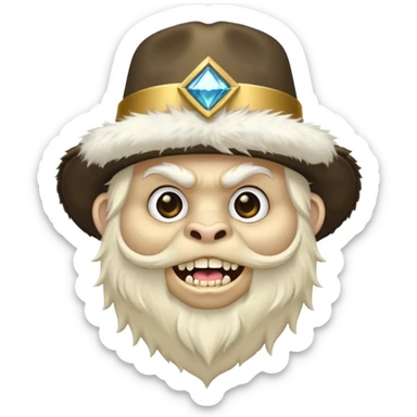 a yeti with a pimp hat and fur coat and gold teeth sticker