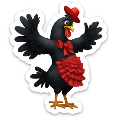Black chicken dances Flamenco sticker