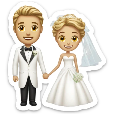 white bride and white groom sticker