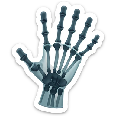 waving x-ray hand with some screws holding it together and wave motion lins sticker