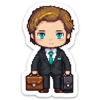 chibi businessman in suit with briefcase sticker