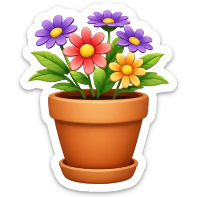 flower pot object icon, small decorative plant pot with blooming flower, ceramic texture, vibrant colors, cute garden vibe, 3D cartoon style, mobile game icon style, centered, clean background, no text, no watermark
 sticker