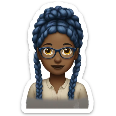 Black girl with blue glasses and braids  sticker