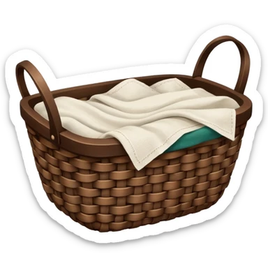 A woven dark Brown basket with fresh washed linen sticker